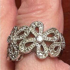 Lia Sophia Silver Intricate Floral Ring